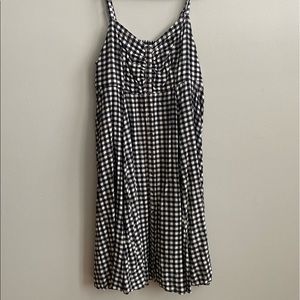 BLACK AND WHITE GINGHAM CHALLIS MIDI DRESS